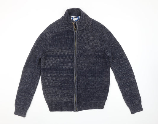 Mantaray Men’s Blue Cotton Full Zip Chunky Knit Jumper Size S