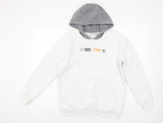 Boys UK Size 13-14 Years adidas White Pullover Hoodie