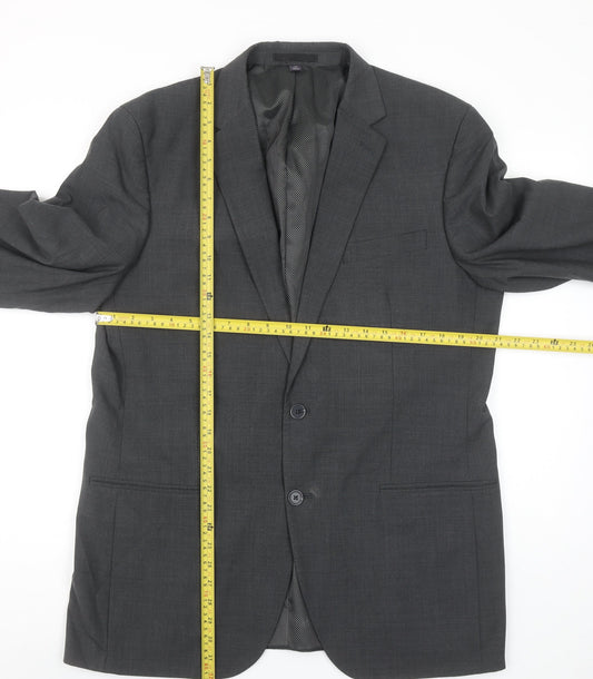 Marks and Spencer Men's Grey Wool Blend XL Long Suit Jacket