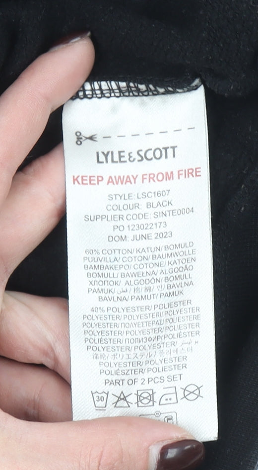 Lyle & Scott Boys Black Hoodie 9-10 Years Cotton Blend Pullover