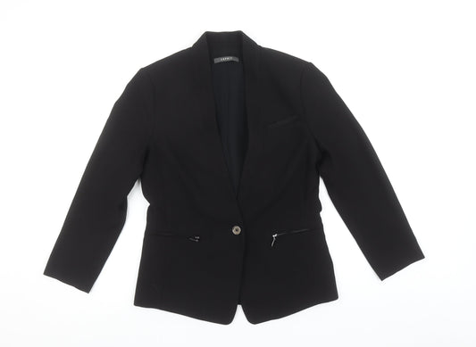 Esprit Women's Black Shawl Lapel Blazer UK 8 Slim Fit Tuxedo Jacket