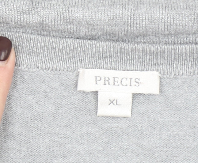 Precis Women's Grey Lace Hem Tunic Top Long Sleeve XL