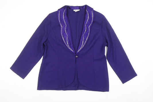 3K Fashion Women's Purple L Tuxedo Style Blazer Jacket
