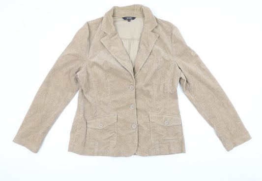 Additional front view of Maine New England Women's Beige Corduroy Blazer UK 14 Single Breasted Jacket