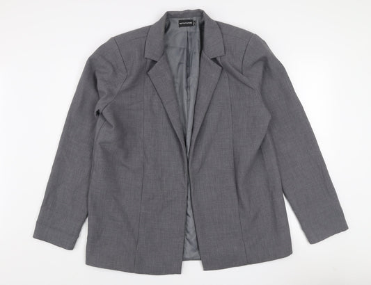 PrettyLittleThing Women Grey Size 8 Single-Breasted Blazer Jacket
