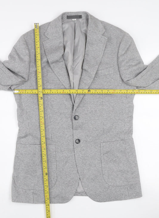 Marks and Spencer Men’s Grey Check Blazer Jacket 38R Cotton Blend