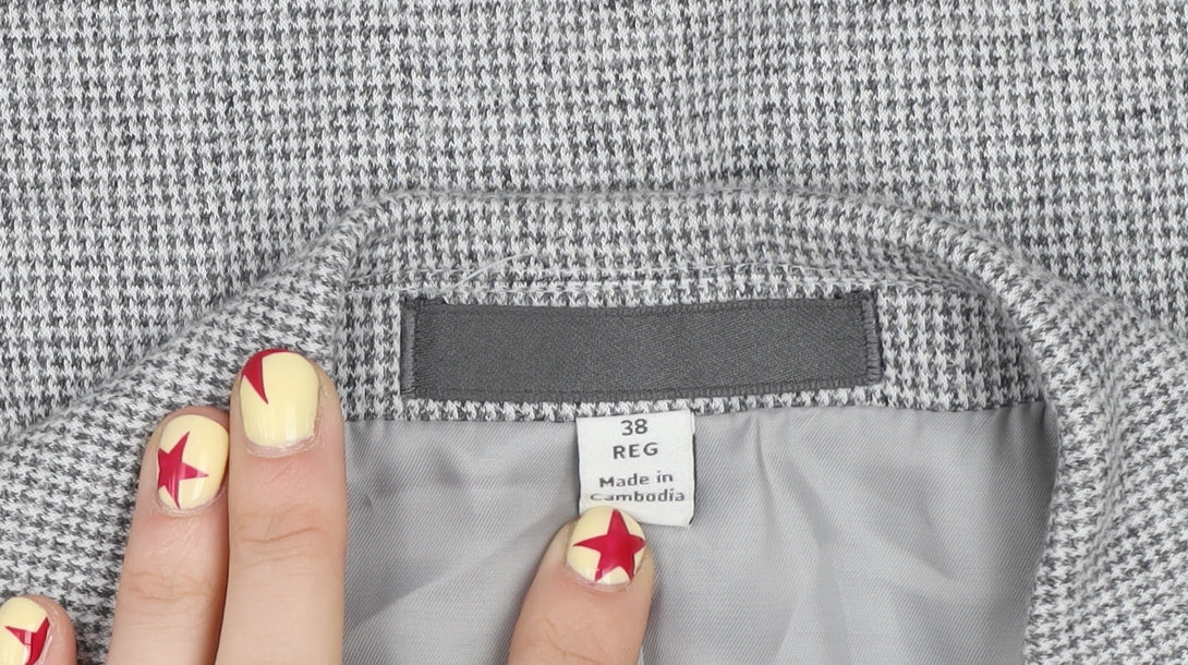 Marks and Spencer Men’s Grey Check Blazer Jacket 38R Cotton Blend