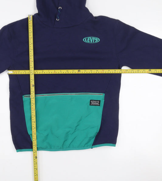Levi's Boys Navy & Green Pullover Hoodie 14 Years 164cm Cotton Blend