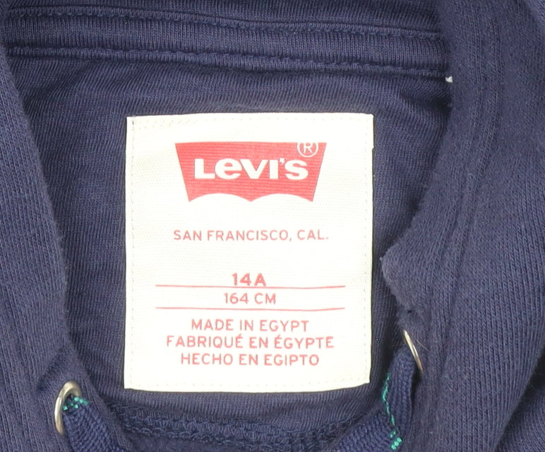 Levi's Boys Navy & Green Pullover Hoodie 14 Years 164cm Cotton Blend