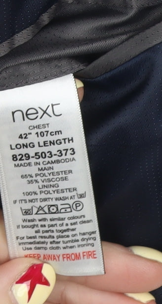 Next Men's Grey 42 Long Single-Breasted Blazer Jacket