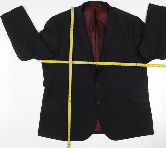 Williams & Brown London Men's Black Regular Fit Two-Button Blazer Jacket Size 52