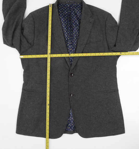 Skopes Men's Grey 46L Wool Blend Two Button Blazer Jacket