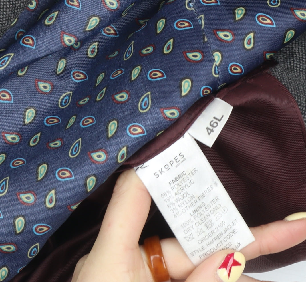 Skopes Men's Grey 46L Wool Blend Two Button Blazer Jacket