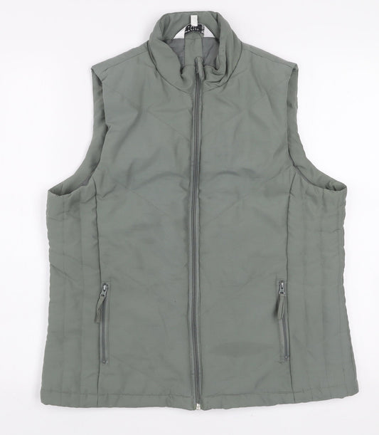 TIGI WEAR Womens Green Quilted Zip Bodywarmer Gilet Size 10/12