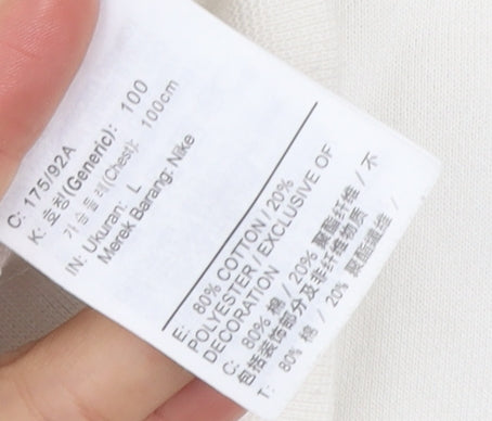 Nike Women Ivory L Pullover Crew Neck Sweatshirt 80% Cotton