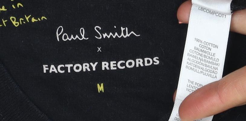 Paul Smith Men’s Black Factory Records Cotton Crew Neck T-Shirt M