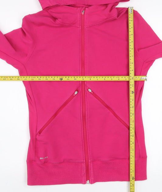 Nike Women’s Pink Full Zip Dri-FIT Hoodie Sweatshirt M