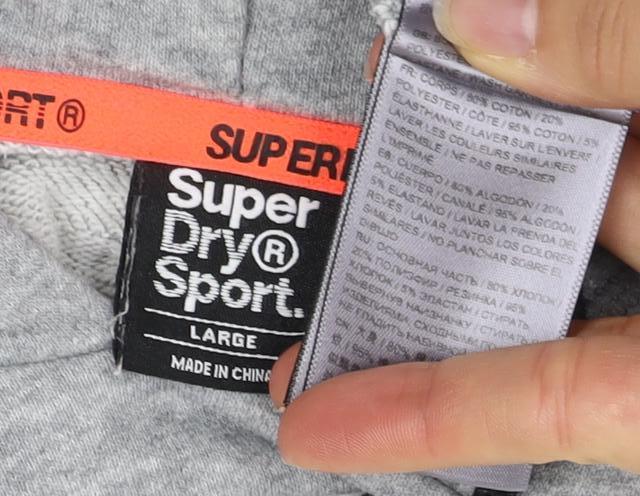 Superdry Mens Grey Sport Pullover Hoodie Size L