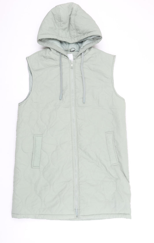 Primark Womens Green Quilted Hooded Waistcoat M