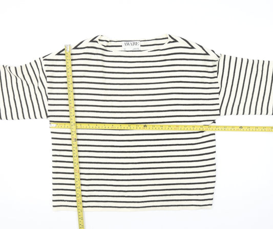 Vero Moda Women’s White Striped Boat Neck Knit Jumper Size S