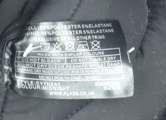 Klass Womens Blue Faux Fur Hooded Puffer Jacket Size S