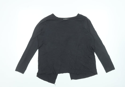 Mango Women Black Long Sleeve Basic Jersey Top Size L