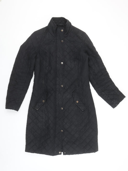 Additional front view of Maine New England Women's Black Quilted Long Coat, size 8