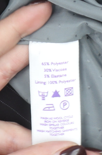 Autonomy Womens Black Pinstripe Suit Jacket Size 12P Classic Blazer