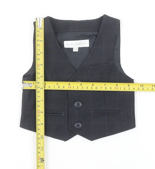 John Rocha Boys Black Checked Waistcoat 6-9 Months Formal Vest
