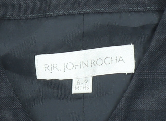 John Rocha Boys Black Checked Waistcoat 6-9 Months Formal Vest