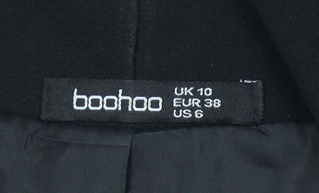 Boohoo Women Black UK 10 Shawl Lapel Long Blazer Jacket