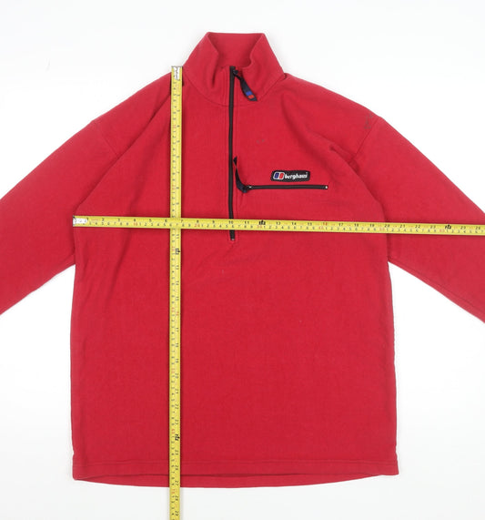 Berghaus Women Red Fleece Pullover Sweatshirt L 1/2 Zip Lightweight Outdoor