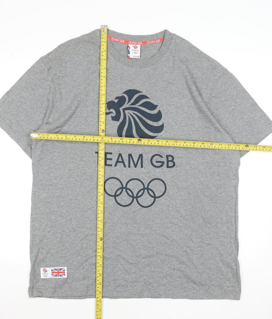 Team GB Official Men's Grey Olympic Logo Cotton T-Shirt XL