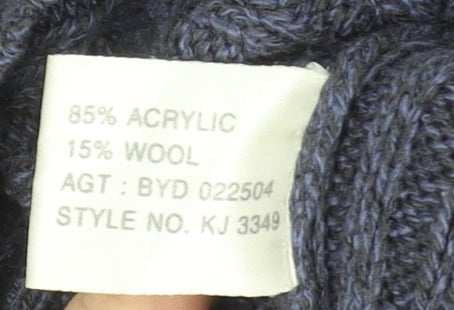 Hunter Scott Men’s Blue Ribbed Crew Neck Wool Blend Jumper Size S