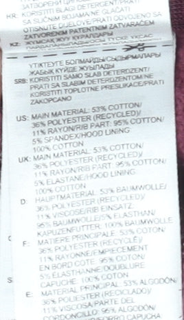 Adidas Boys Burgundy Full Zip Hoodie 9-10 Years Classic Hooded Sweatshirt