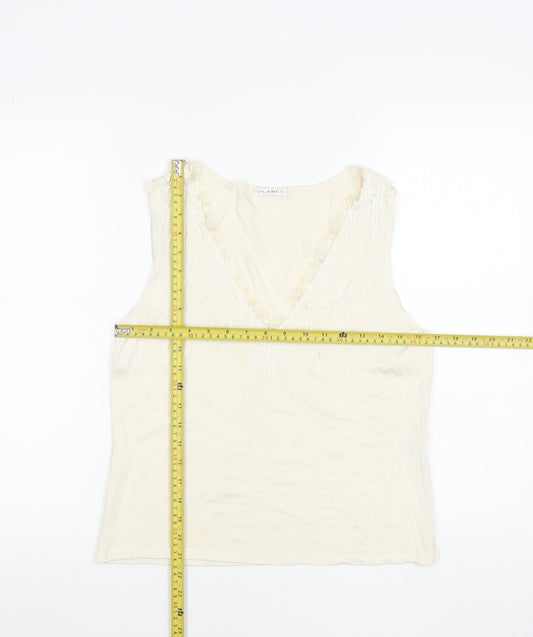 Womens UK Size L Planet Ivory Basic Tank