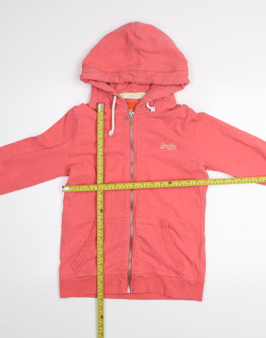 Superdry Orange Label Lite Coral Pink Full Zip Hoodie Women M