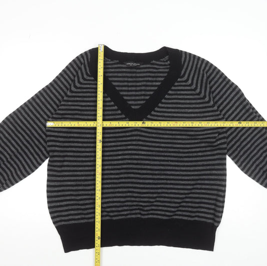 Dorothy Perkins Women’s Black Striped V-Neck Pullover Jumper Size 20