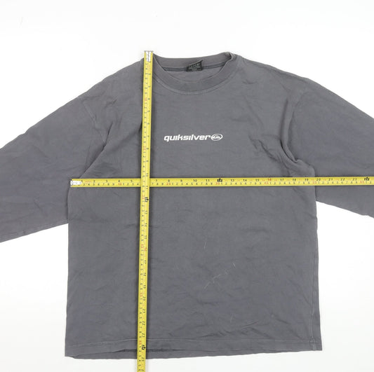 Quiksilver Boys Grey Long Sleeve Graphic T-Shirt 14 Years 100% Cotton