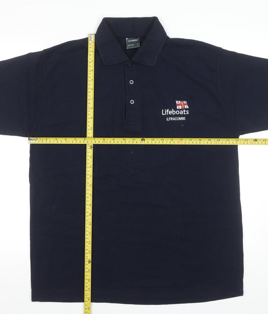 Uneek Men's Blue L Lifeboats Ilfracombe Embroidered Polo Shirt