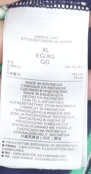 Gap Kids Boys Green Striped Rugby Polo Shirt 12-13 Years Long Sleeve Cotton