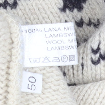 Hudges & Brooks Men's Beige Fair Isle Wool Pullover Jumper L