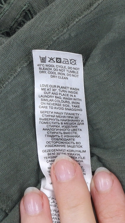 Jasper Conran Women's Green Cotton Crochet Trim T-Shirt Size 14