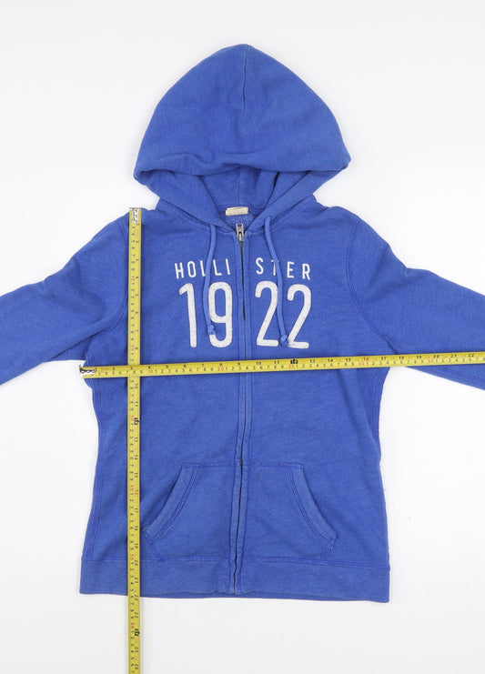 Hollister Women’s Blue Full Zip Hoodie Size M - Casual Cotton Blend