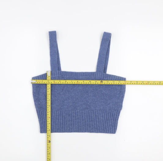 & Other Stories Women Blue Knit Alpaca Blend Camisole Tank Top L