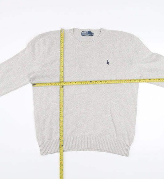 Ralph Lauren Men's Grey Cotton Crew Neck Jumper M