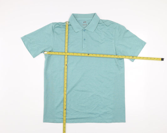 Uniqlo Men's Blue Recycled Polyester Short Sleeve Polo Shirt L