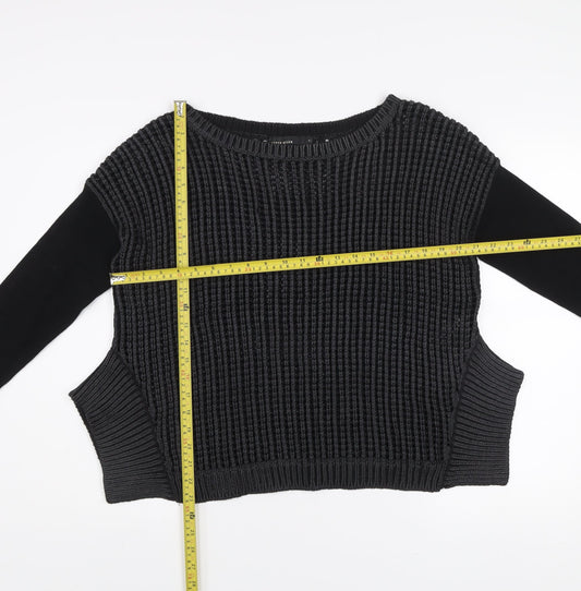Karen Millen Women’s Black Chunky Knit Jumper Size 4 Long Sleeve Cotton Blend