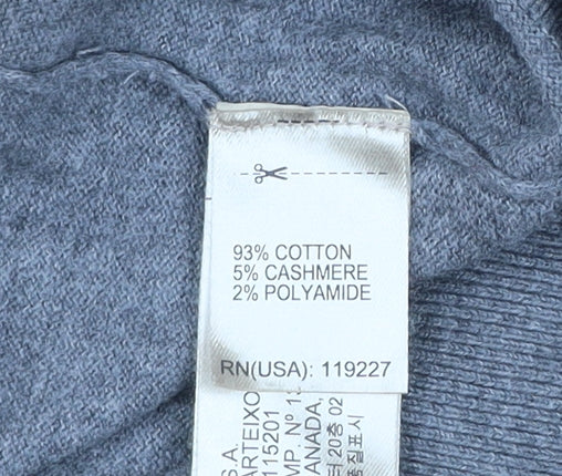 Massimo Dutti Men’s Brown & Grey Cotton Cashmere Crew Neck Jumper Size M