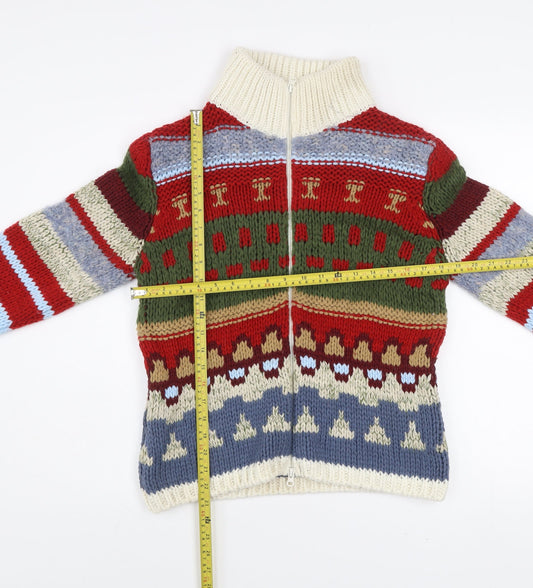 FOX'S Men's Multicoloured L Chunky-Knit Full Zip Jumper